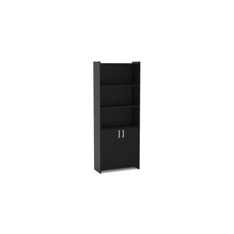 Estante com Portas Preto Politorno - Preto