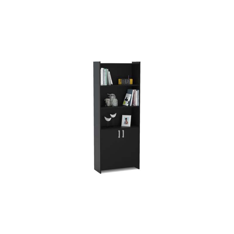 Estante com Portas Preto Politorno - Preto