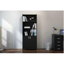 Estante com Portas Preto Politorno
