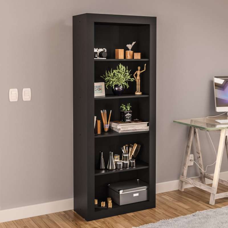 Estante para Sala com Vistas Preto Politorno - Preto