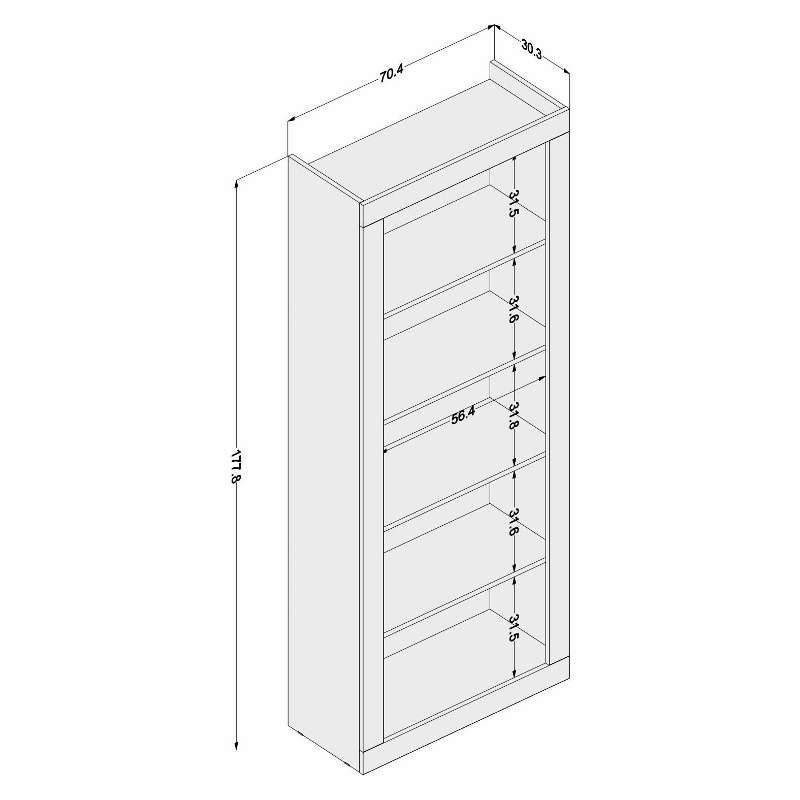 Estante para Sala com Vistas Preto Politorno - Preto