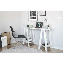 Mesa de escritório Delta 1,20m 2 prateleiras Branco Politorno - Branco