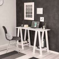 Mesa de escritório Delta 1,20m 2 prateleiras Branco Politorno Mesa de escritório Delta 1,20m 2 prateleiras Branco Politorno