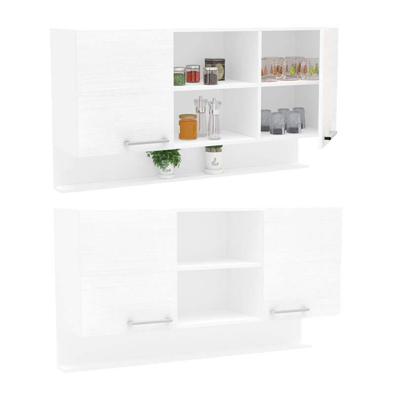 Armário Aéreo Floripa com porta condimentos Branco Tatto Politorno - Branco Tatto