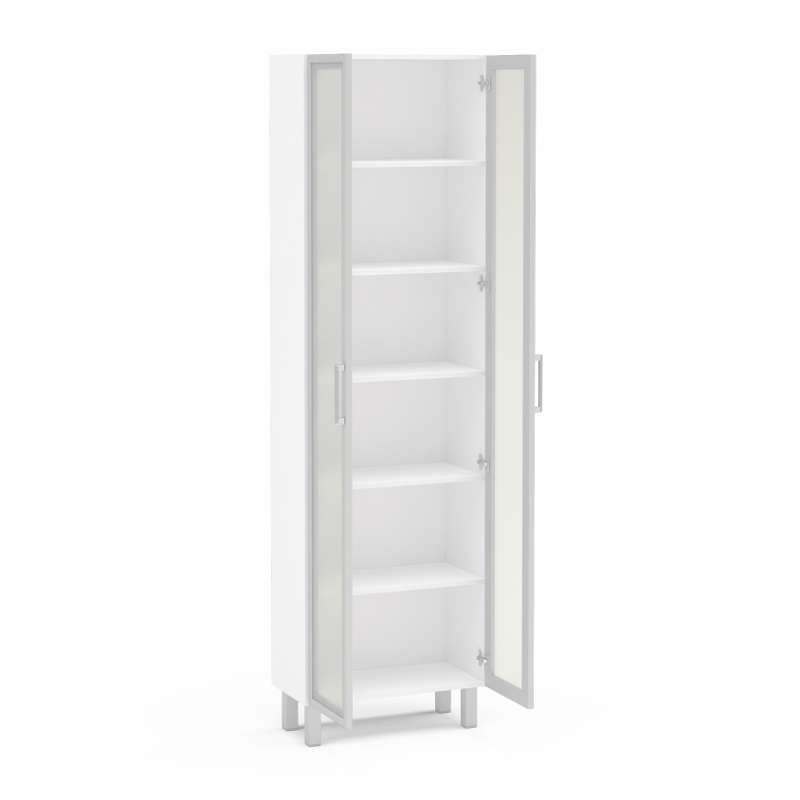 Paneleiro Floripa 2 portas de vidro Branco Politorno - Branco