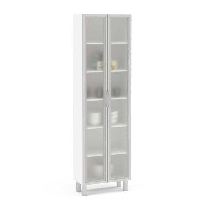 Paneleiro Floripa 2 portas de vidro Branco Politorno - Branco
