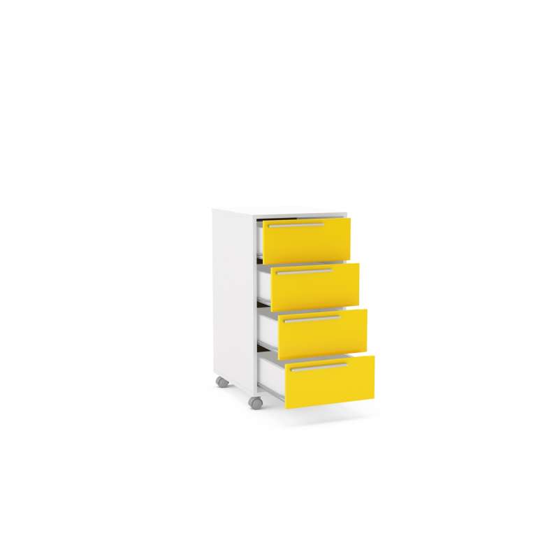 Gaveteiro com 4 Gavetas Maia Branco-Amarelo Politorno - Branco-Amarelo