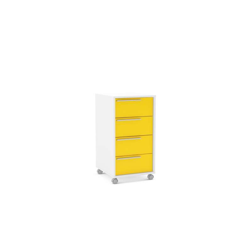 Gaveteiro com 4 Gavetas Maia Branco-Amarelo Politorno - Branco-Amarelo