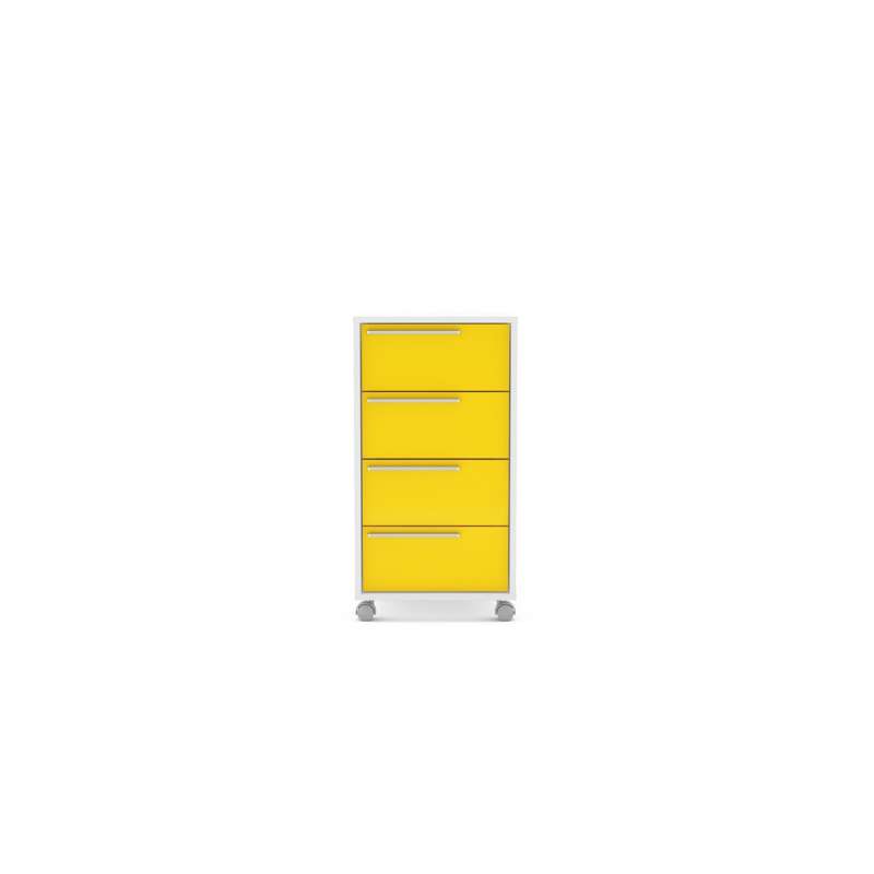 Gaveteiro com 4 Gavetas Maia Branco-Amarelo Politorno - Branco-Amarelo