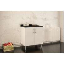 Balcão Floripa 80cm Branco Tatto Nero com tampo Politorno