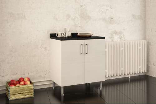 Balcão Floripa 80cm Branco Tatto Nero com tampo Politorno