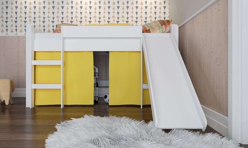 Cama Infantil com Escorregador Branco BB880 Completa Móveis - Branco