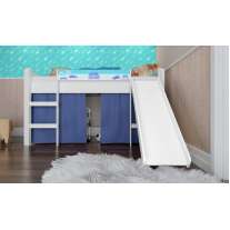 Cama Infantil com Escorregador Branco e Azul Completa Móveis