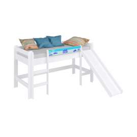 Cama Infantil com Escorregador Branco e Azul Completa Móveis - Azul