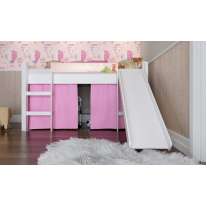 Cama Infantil com Escorregador Branco e Rosa Completa Móveis