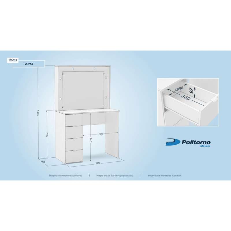 Penteadeira La Paz Branco Politorno - Branco