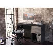 Mesa de escritório Malta 2 gavetas Preto/Cinza Politorno