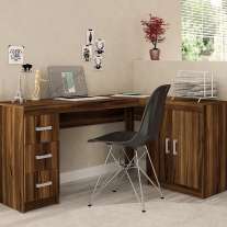 Mesa em L Espanha 2 portas 3 gavetas New Avelã Politorno