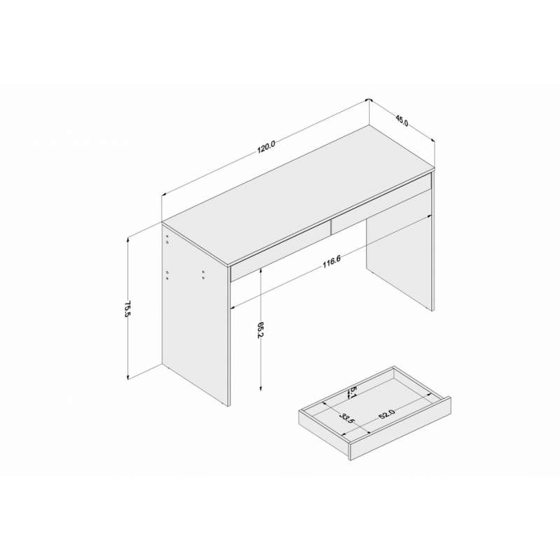 Mesa com Gaveta Lindóia Preto/Cinza Politorno - Preto/Cinza