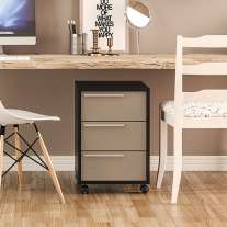 Gaveteiro Maia 3 Gavetas Preto/Cinza Politorno