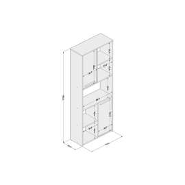 Estante Jurerê 2 portas 2 prateleiras Preto/Cinza Politorno - Preto/Cinza