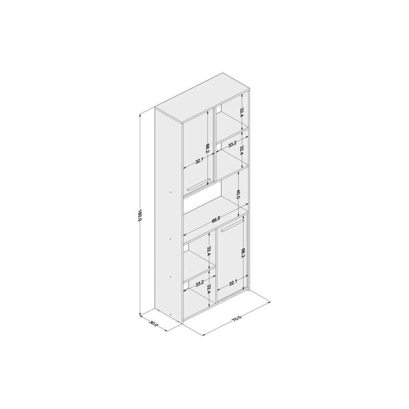 Estante Jurerê 2 portas 2 prateleiras Preto/Cinza Politorno - Preto/Cinza