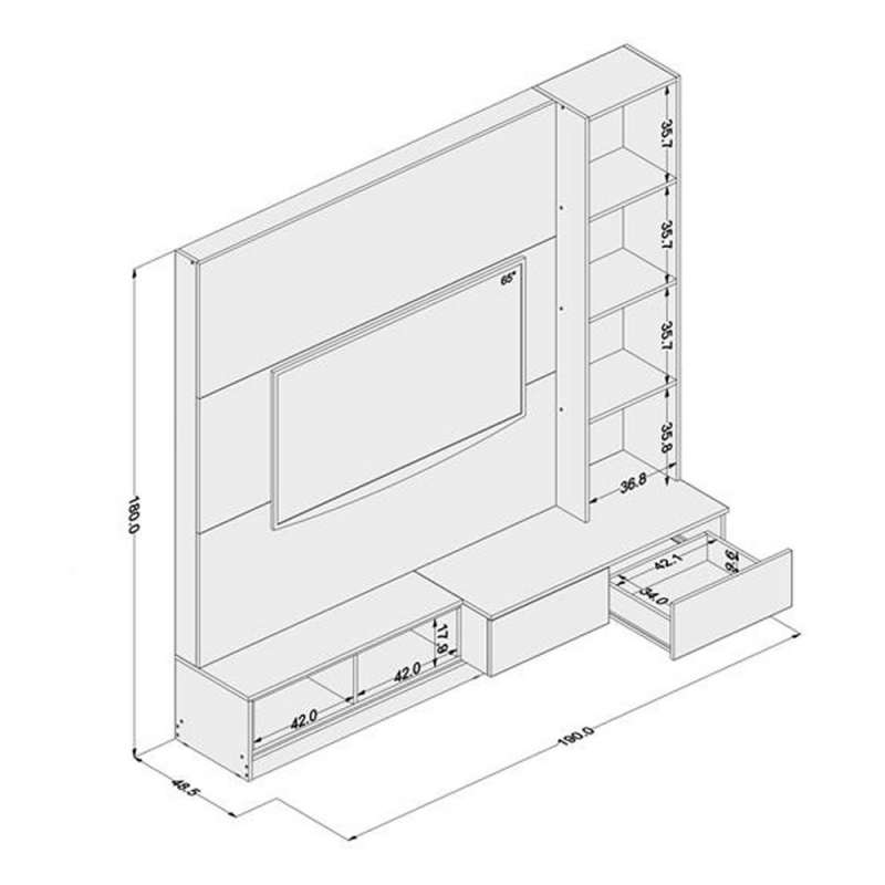 Estante Lux para TV 65 polegadas 2 gavetas 2 nichos Argel - Argel