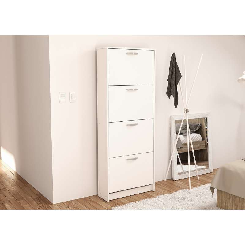 Sapateira Fortaleza para 16 calçados 4 portas basculantes Branco Politorno - Branco