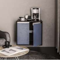 Balcão Una 2 portas Preto/Azul Vel Politorno Balcão Una 2 portas Preto/Azul Vel Politorno