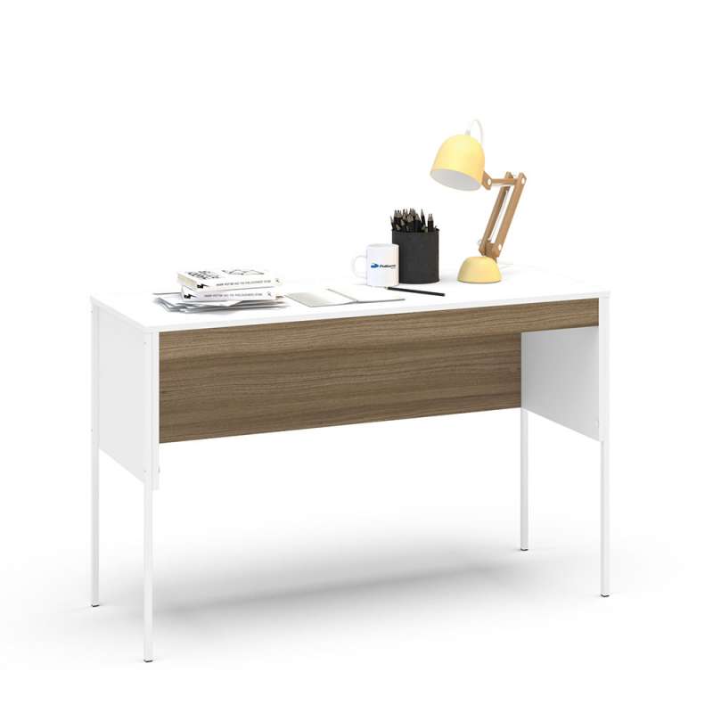 Mesa escritório Maiorca 1,20 m pés metal Branco/Castanho - Branco - Castanho