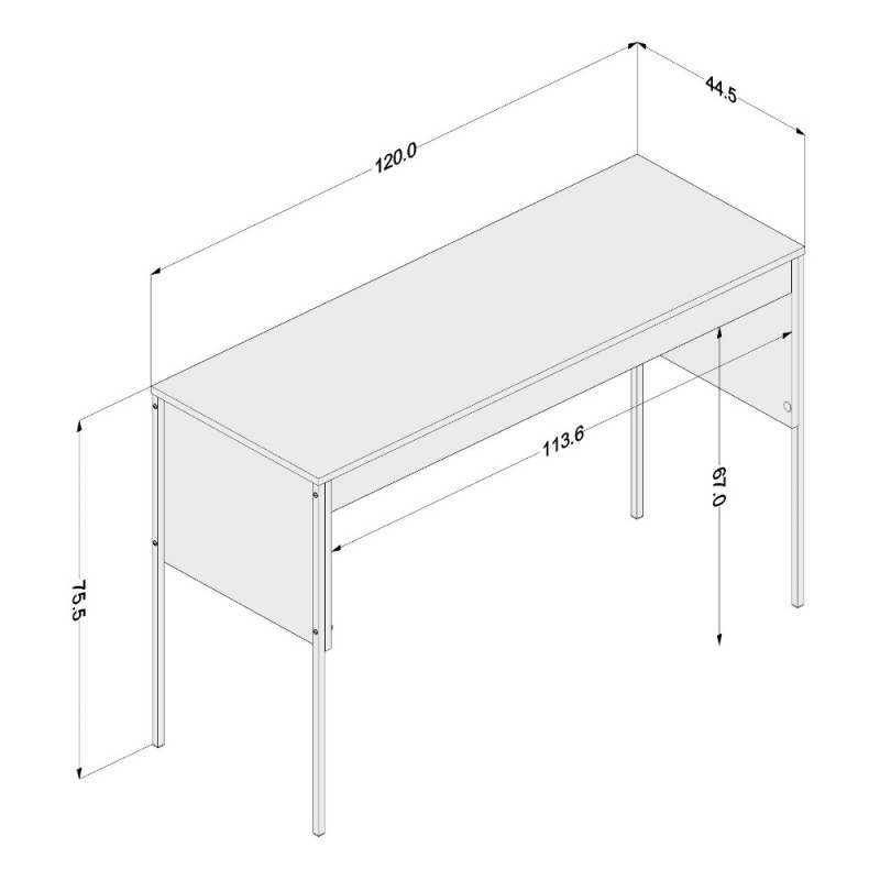 Mesa escritório Maiorca 1,20 m pés metal Branco/Castanho - Branco - Castanho