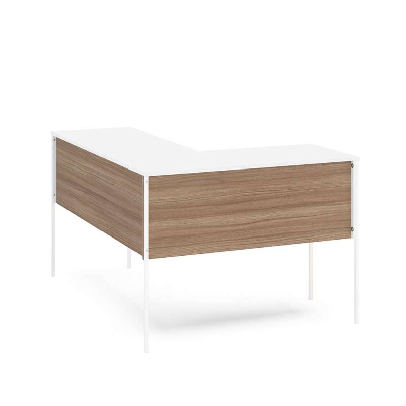 Mesa de escritório Maiorca de canto pés de metal Branco/Castanho Politorno - Branco - Castanho