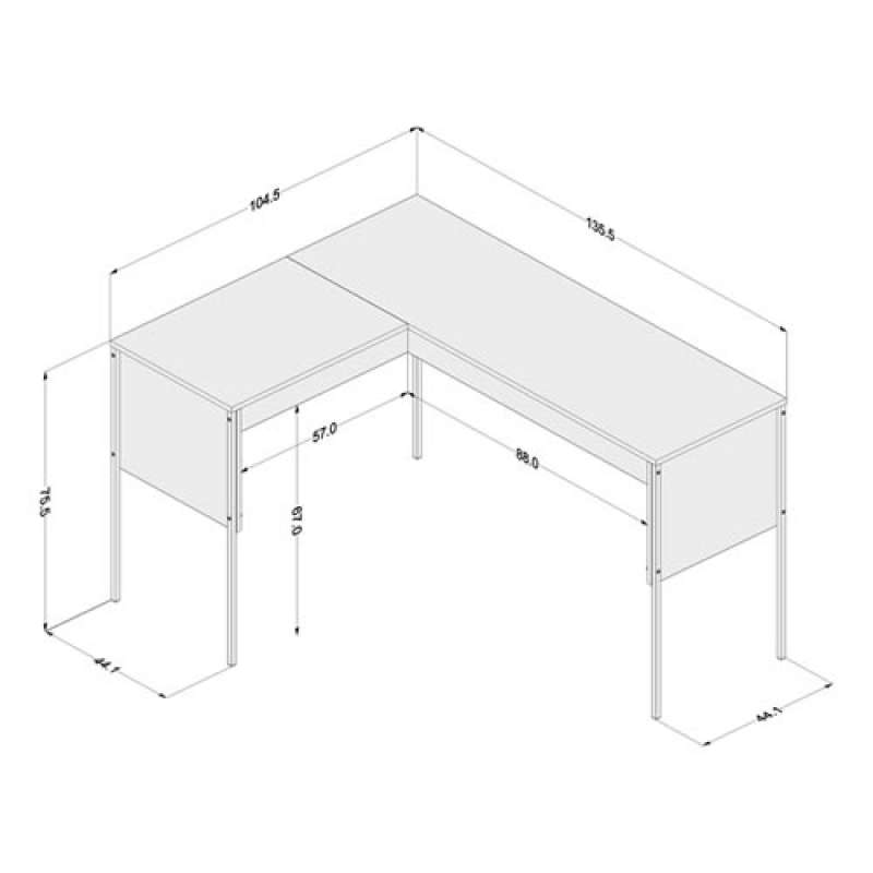 Mesa de escritório Maiorca de canto pés de metal Branco/Castanho Politorno - Branco - Castanho