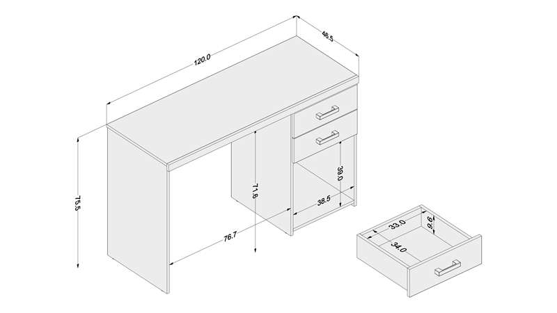 Mesa com Gaveta Malta Branca Politorno - Branco