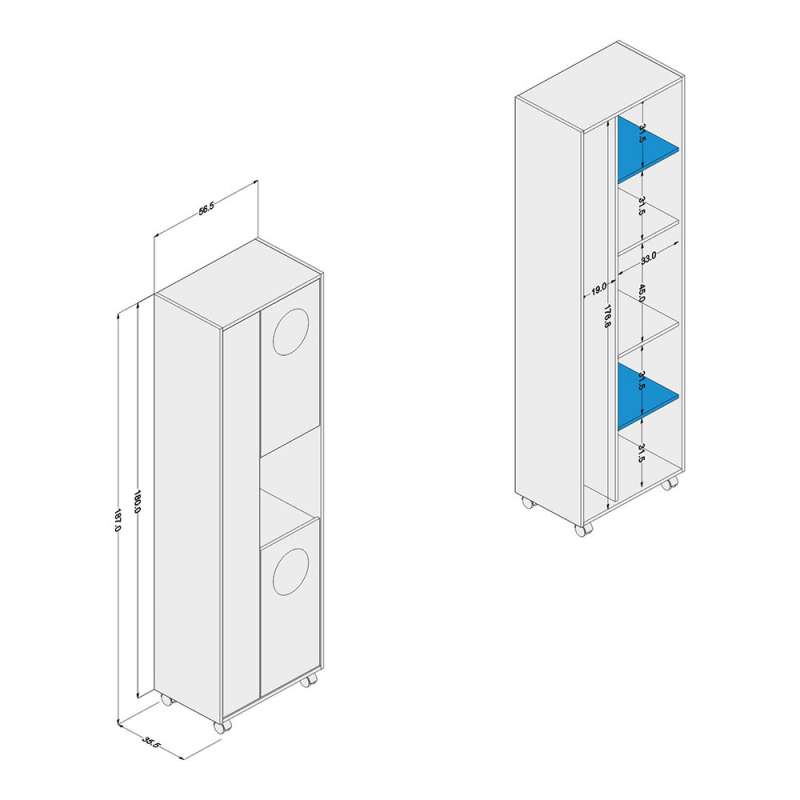 Armário Multiuso 3 portas com nicho para tábua de passar Navegantes Branco Politorno - Branco