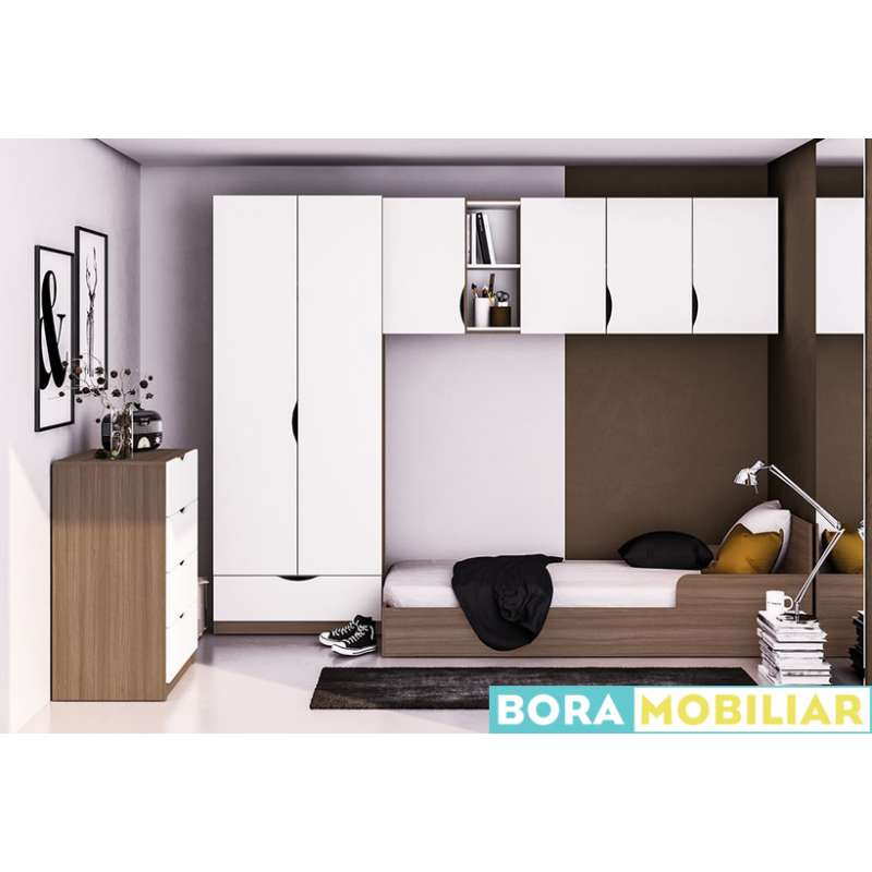 Cômoda 4 gavetas Canadá Castanho e Branco Politorno - Castanho - Branco