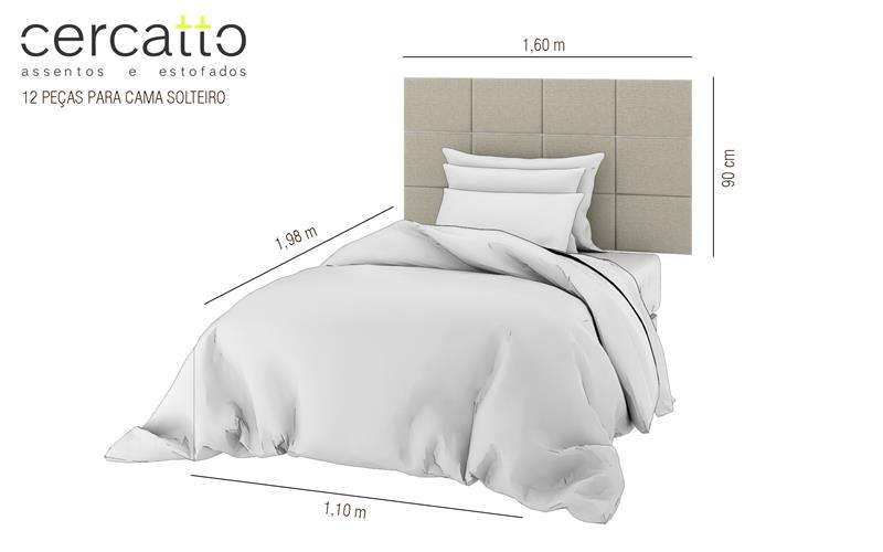 Kit Cabeceira Placas para Cama Solteiro Cercatto - Bege