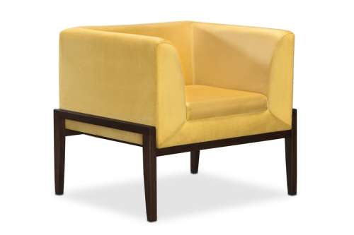 Poltrona de espera PL139 em Suede Amarelo Cercatto