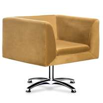 Poltrona de Espera Pés Cromado em Suede Amarelo Cercatto