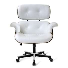 Poltrona Charles Eames em Couro Branco Cercatto - Branco