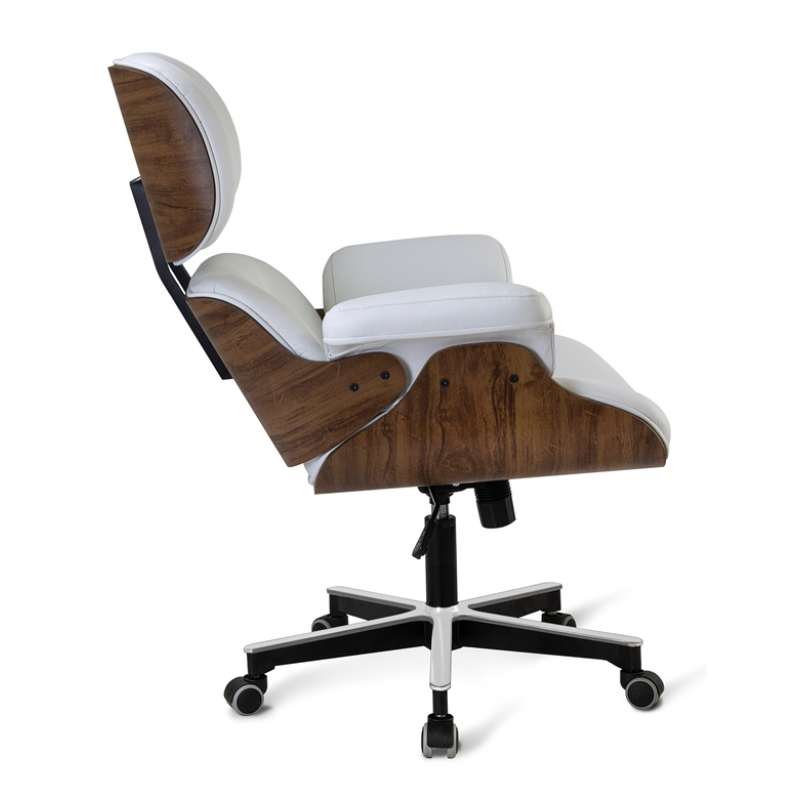 Poltrona Charles Eames em Couro Branco Cercatto - Branco