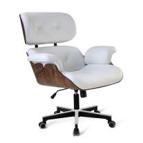 Poltrona Charles Eames em Couro Branco Cercatto Poltrona Charles Eames em Couro Branco Cercatto