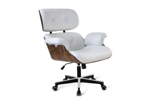 Poltrona Charles Eames em Couro Branco Cercatto