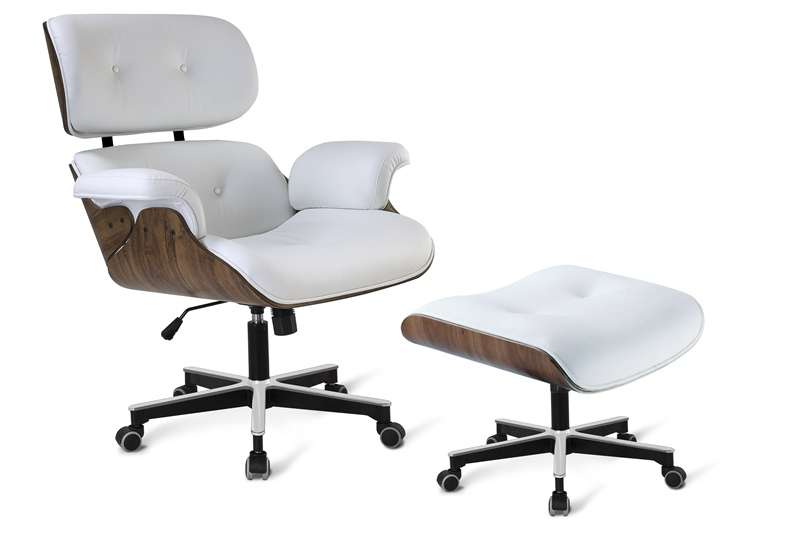 Puff Charles Eames em Couro Natural Branco Cercatto - Branco