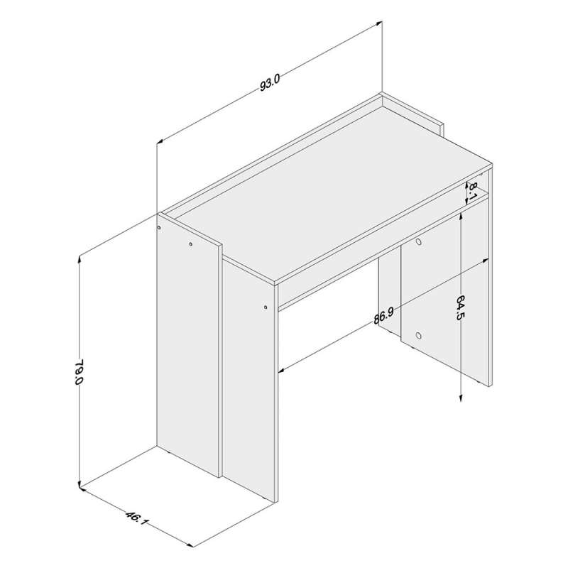 Mesa para Home Office Beijing 93cm Preto Politorno - Preto