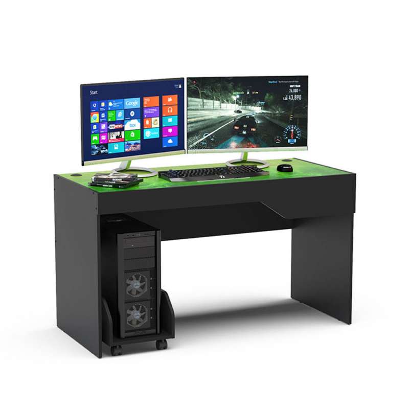 Mesa Gamer Fiji Preto e Verde Politorno - Preto/Verde