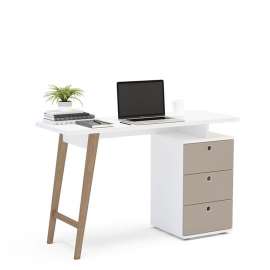 Mesa para escritório Milano Branco e Cinza Politorno - Branco/Cinza