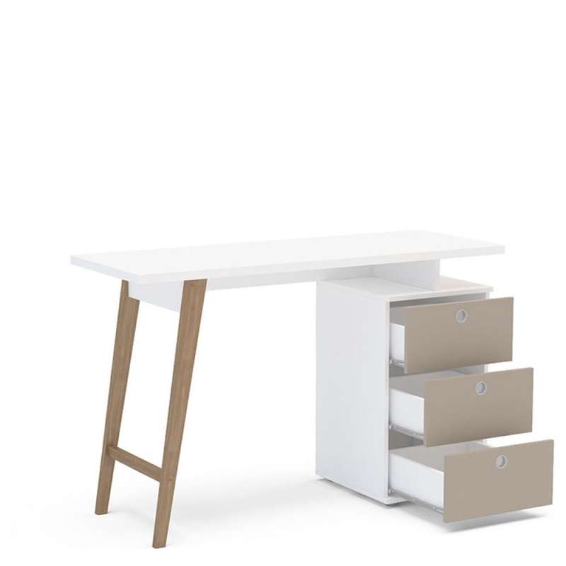 Mesa para escritório Milano Branco e Cinza Politorno - Branco/Cinza