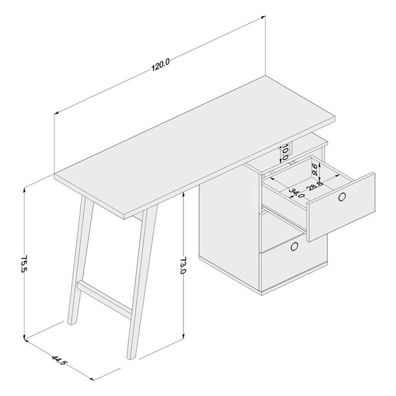 Mesa para escritório Milano Branco e Cinza Politorno - Branco/Cinza