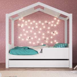 Mini Cama Casinha Montessoriana com Auxiliar Branco Completa Móveis - Branco